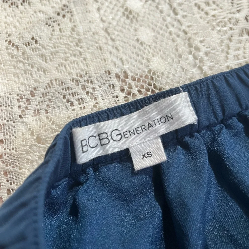 BCBGeneration Navy Pleated Skater Skirt